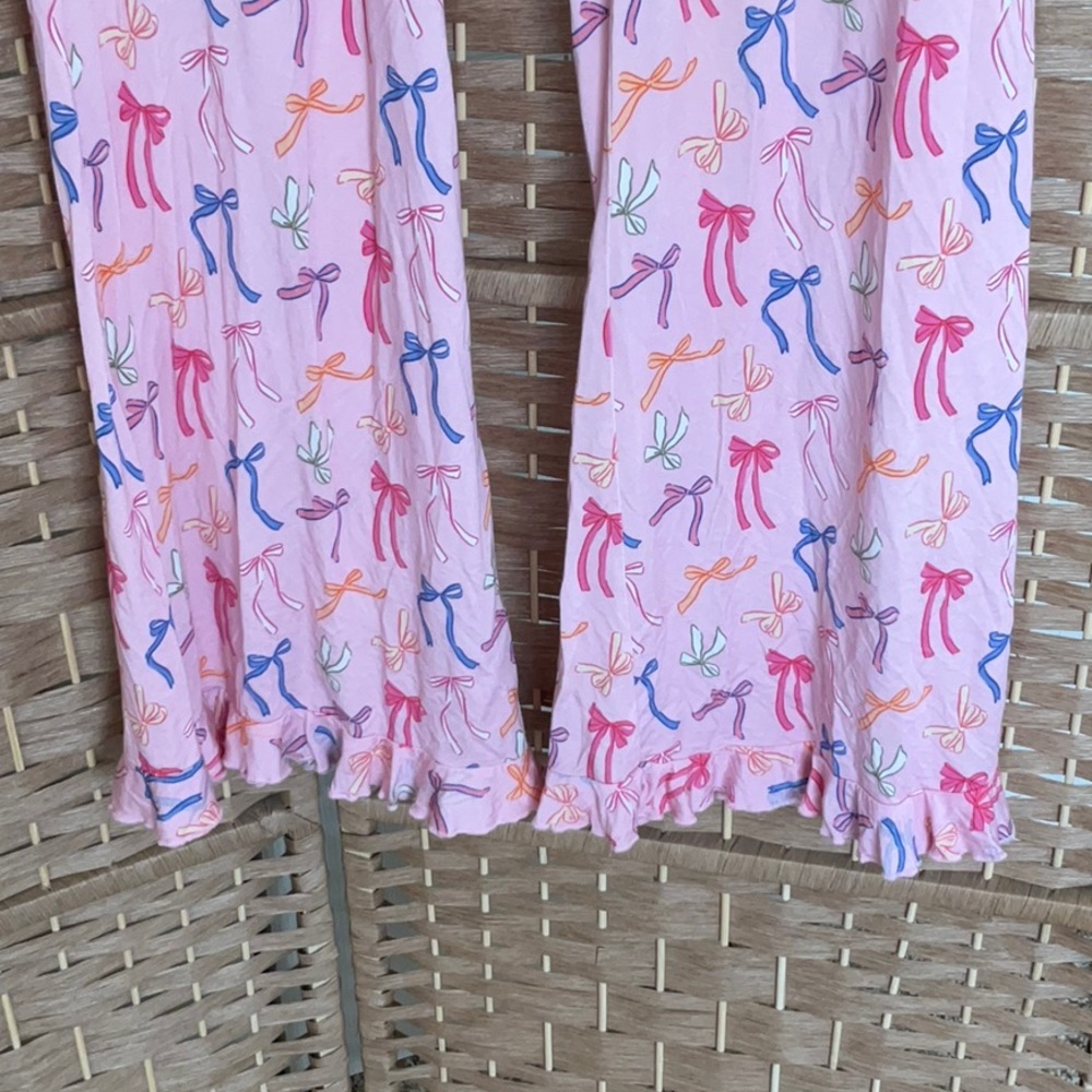 In My Jammers Pink Bow Print Ruffle Two-Piece Pajama Set - Picture 9 of 9